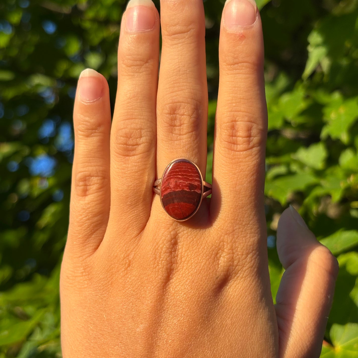 Bague jaspe rouge