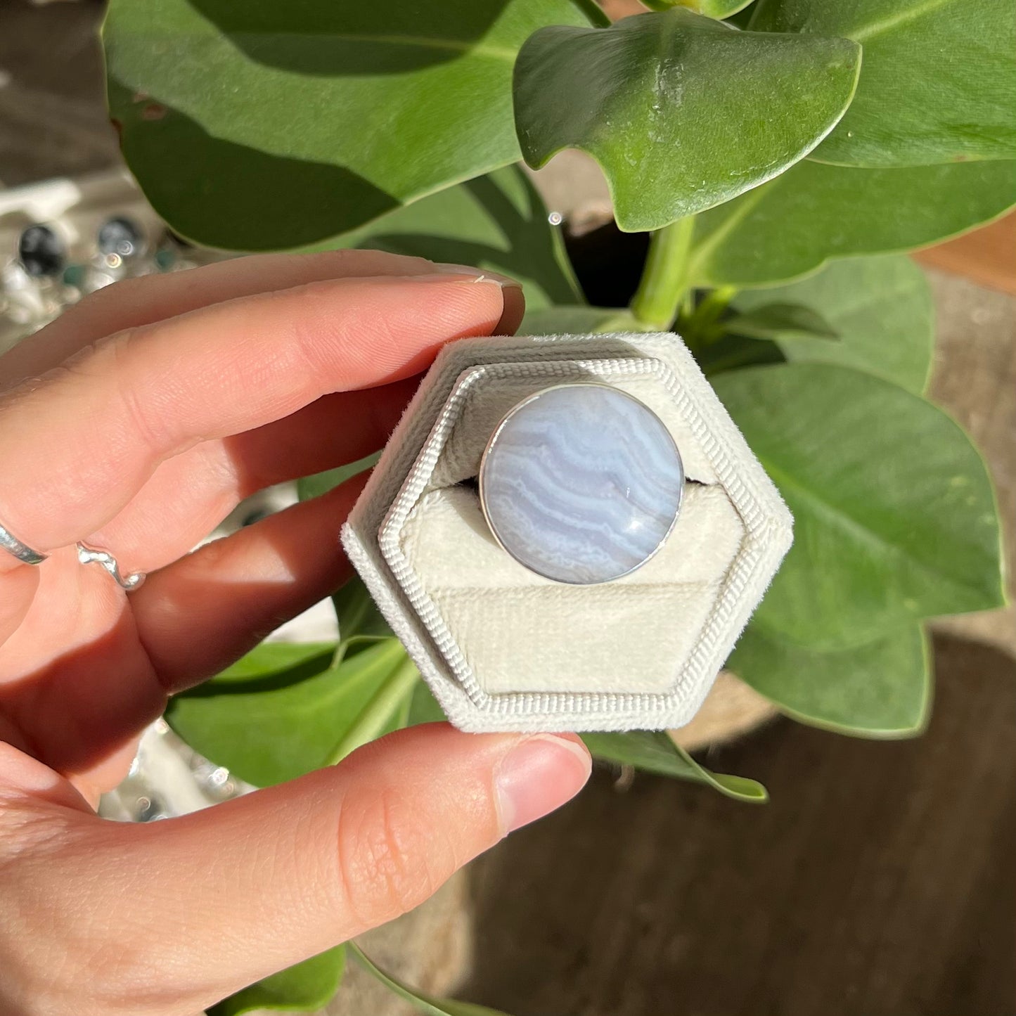 Bague agate blue lace