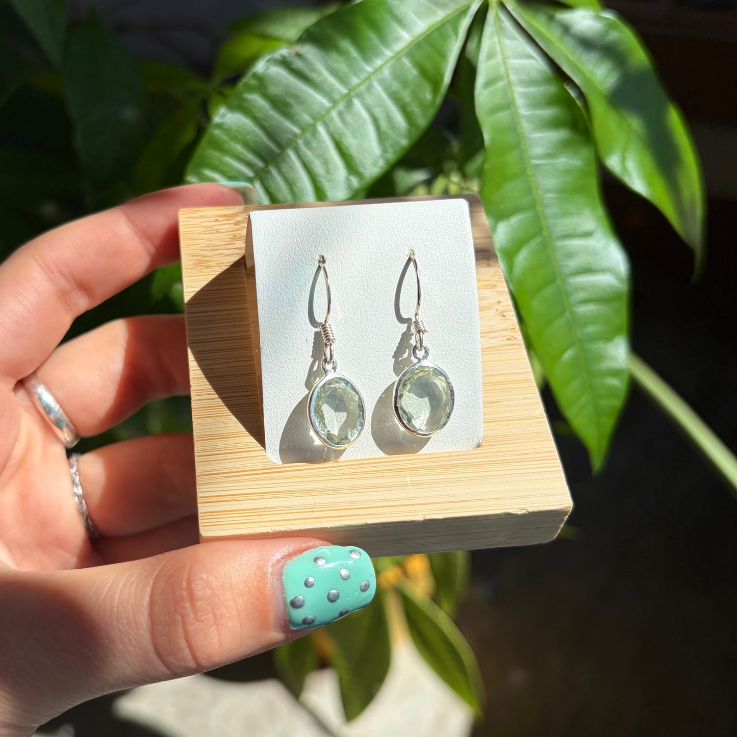 Boucles d'oreilles prasiolite