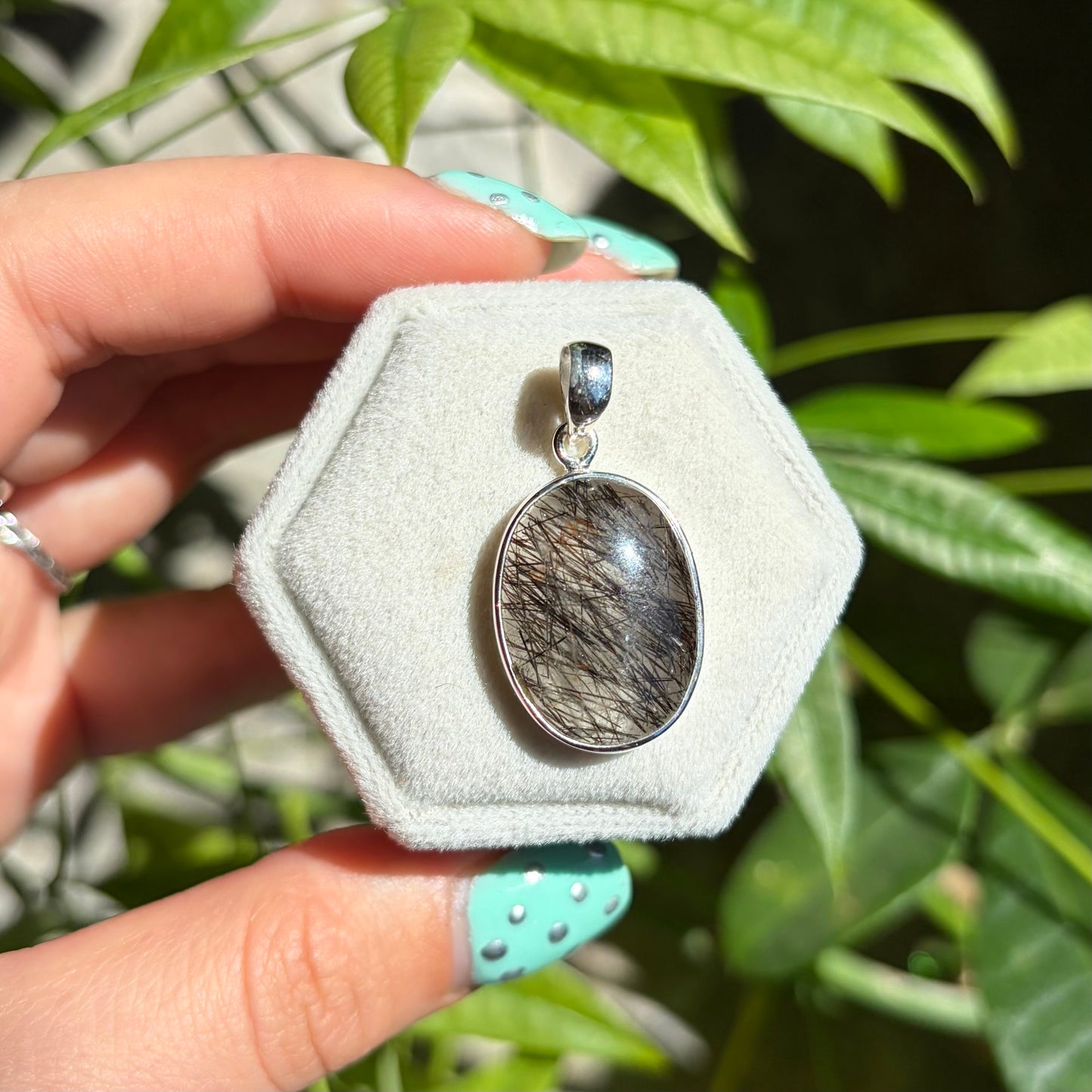 Pendentif quartz tourmaliné