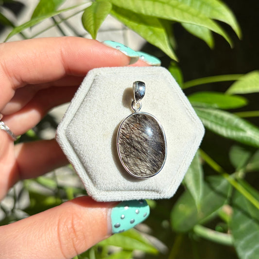Pendentif quartz tourmaliné