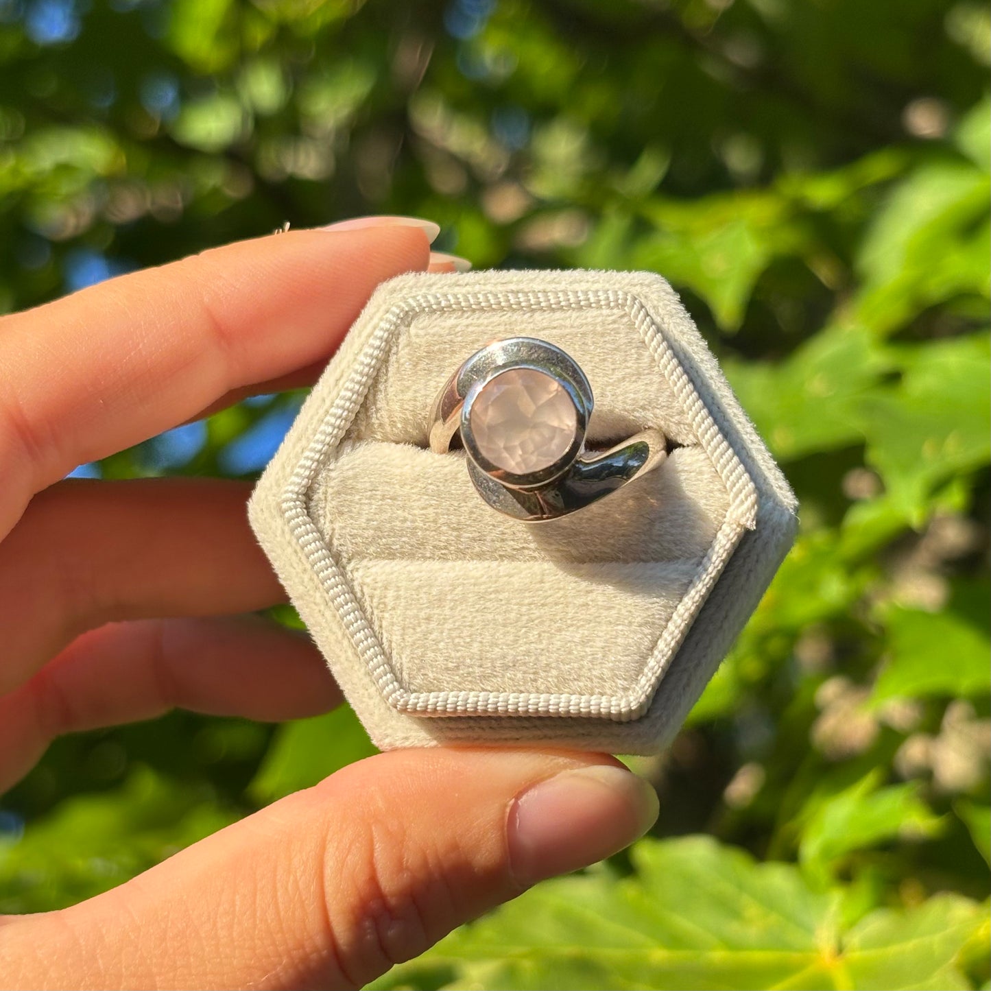 Bague quartz rose