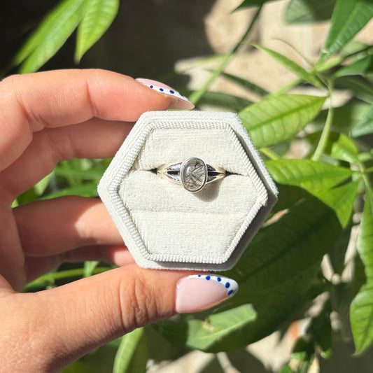 Bague quartz tourmaliné