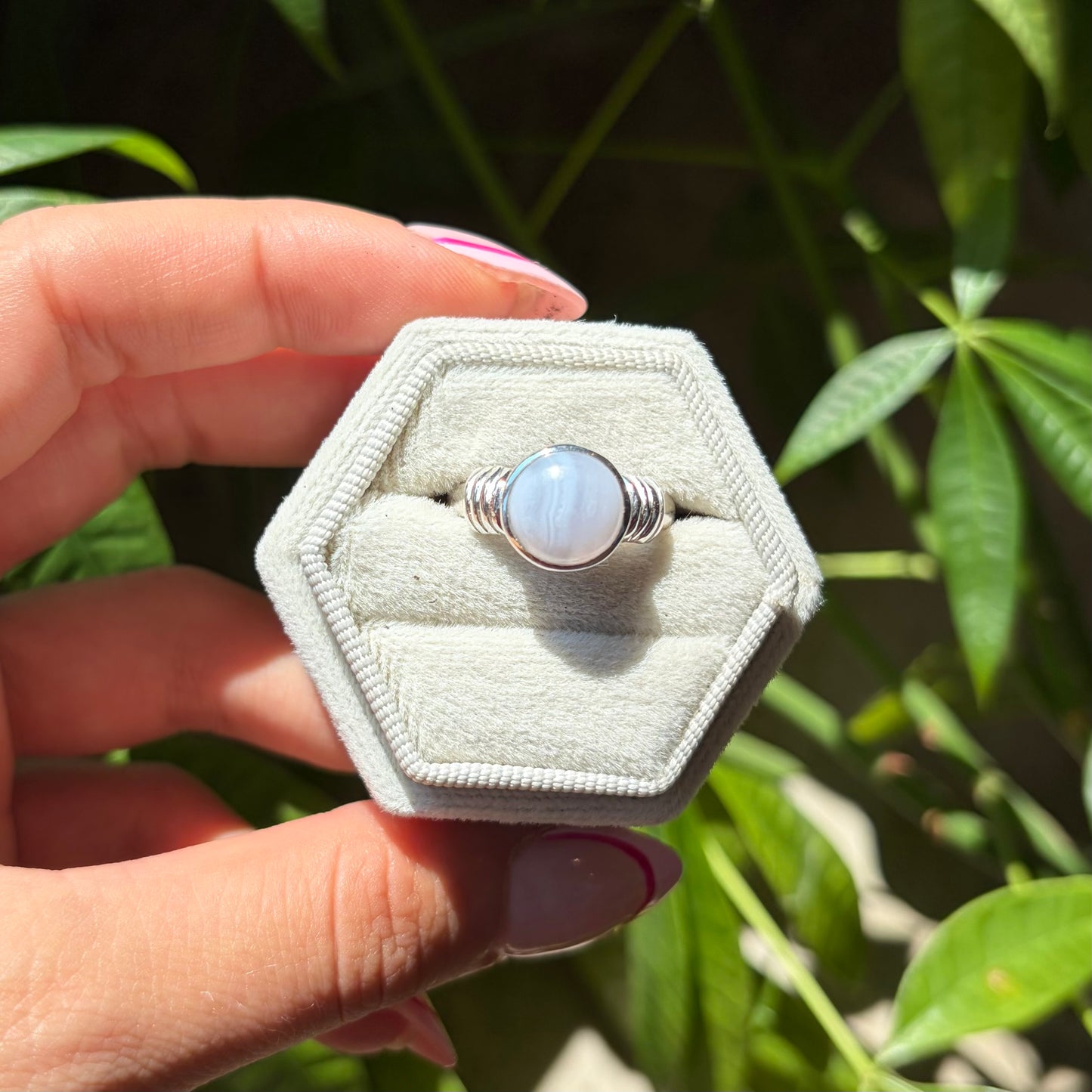 Bague agate blue lace