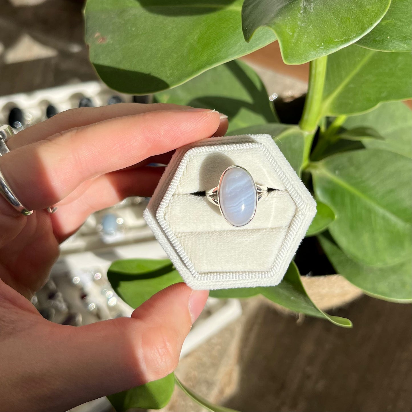 Bague agate blue lace