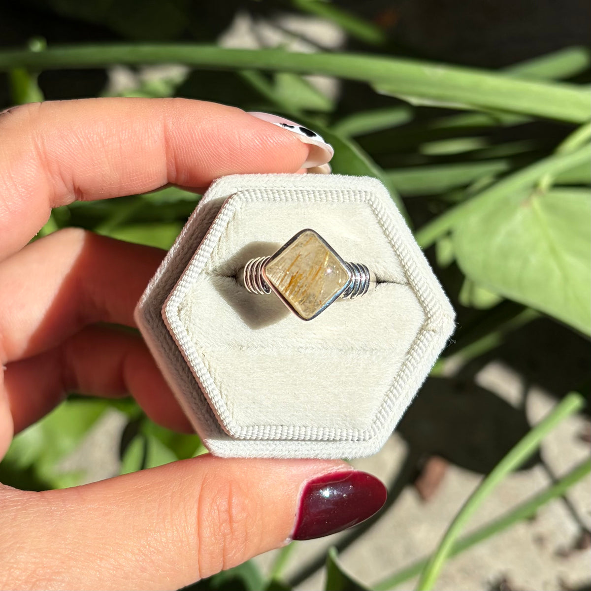 Bague quartz rutile