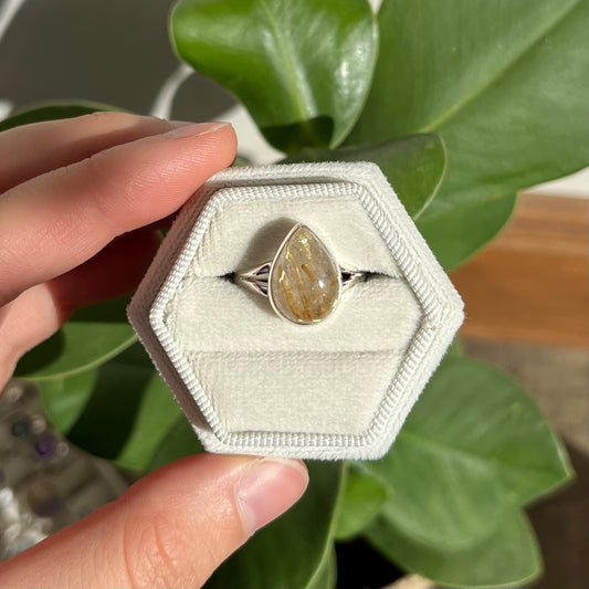 Bague quartz rutile