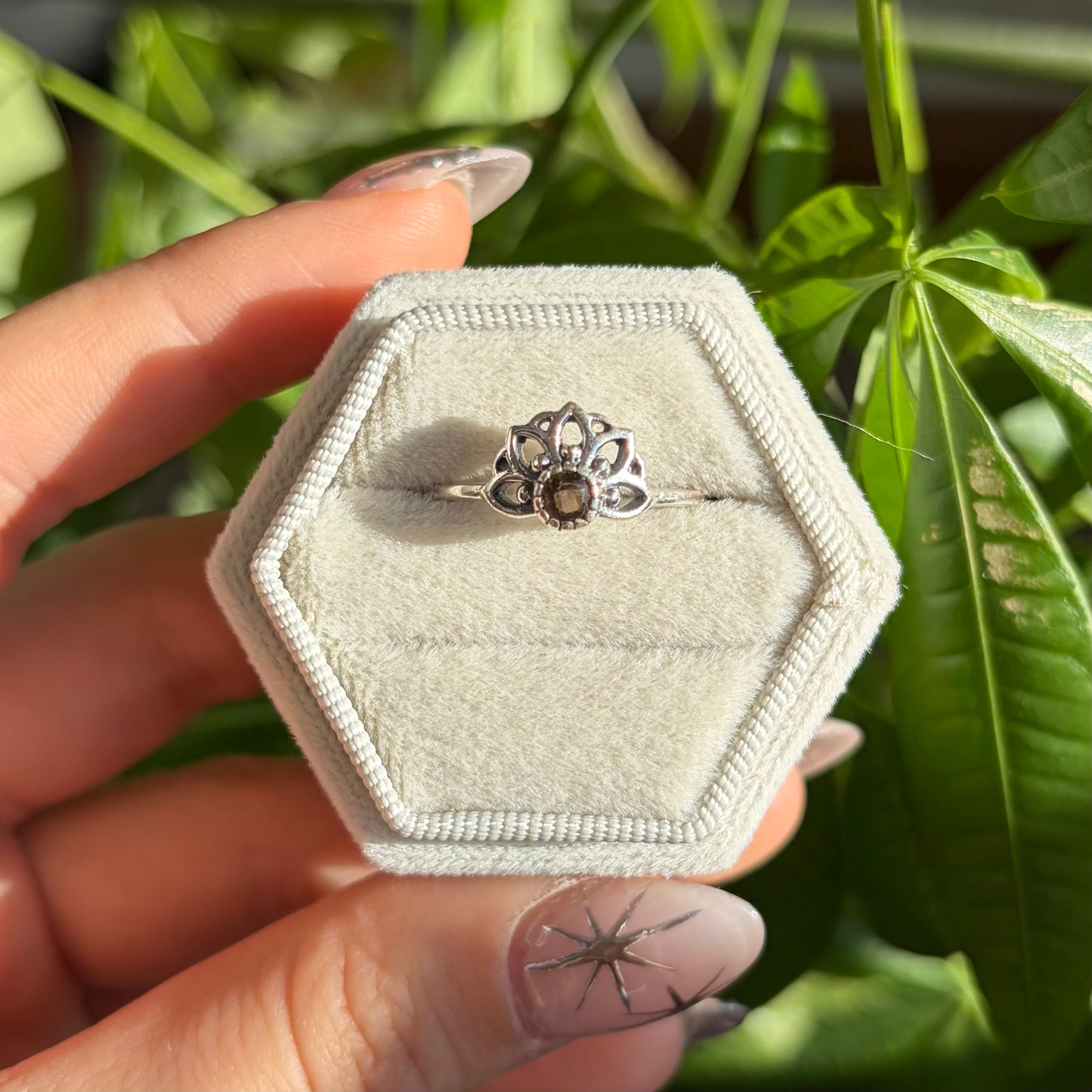 Bague quartz fumé