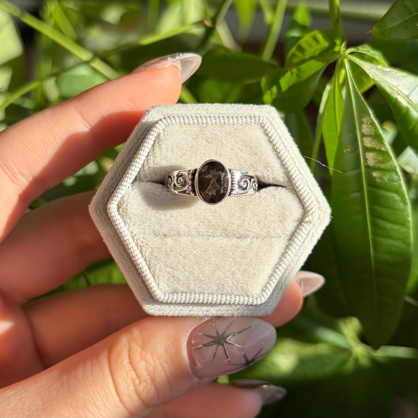 Bague quartz fumé
