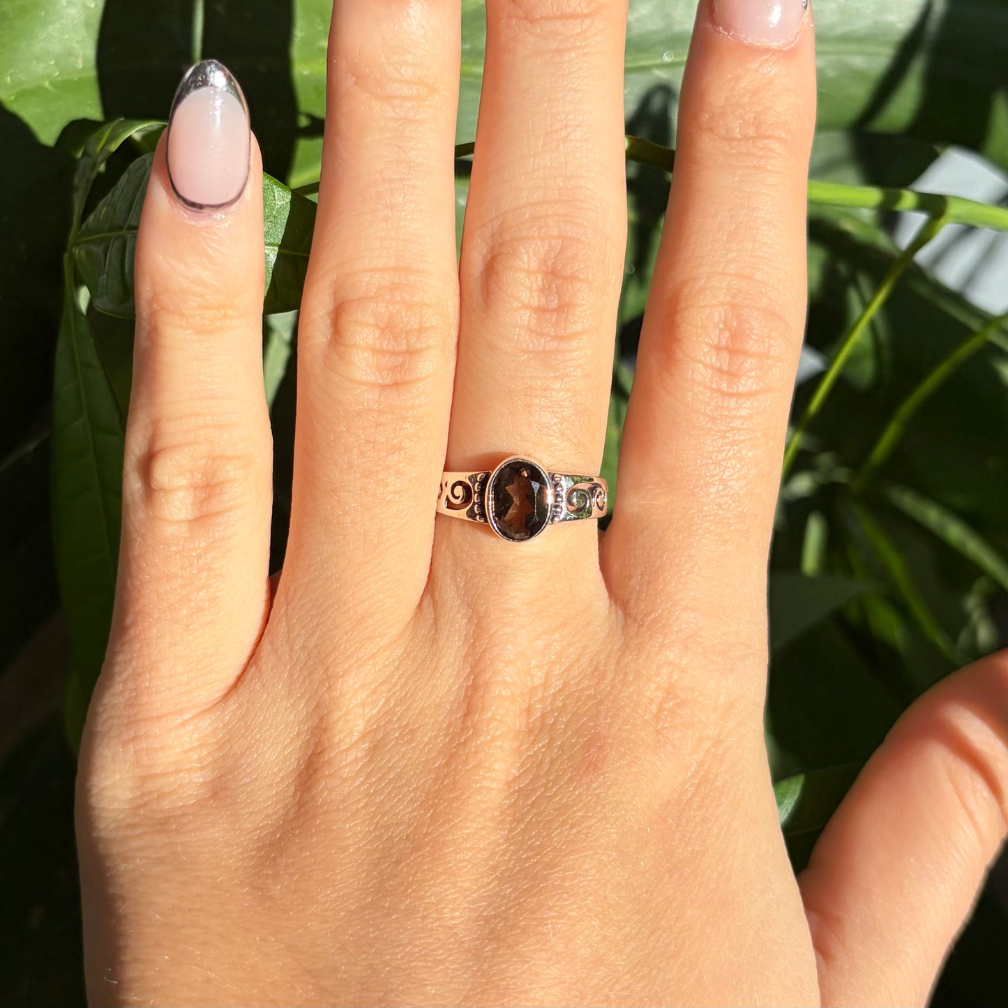 Bague quartz fumé